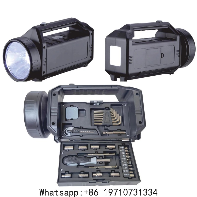 Power Tools Kit Set - 2-in-1 キャンプ用ランタン＆ツールセット – LEDハイパワー懐中電灯と10点家庭用ハードウェアキット – DIYアウトドアギフト