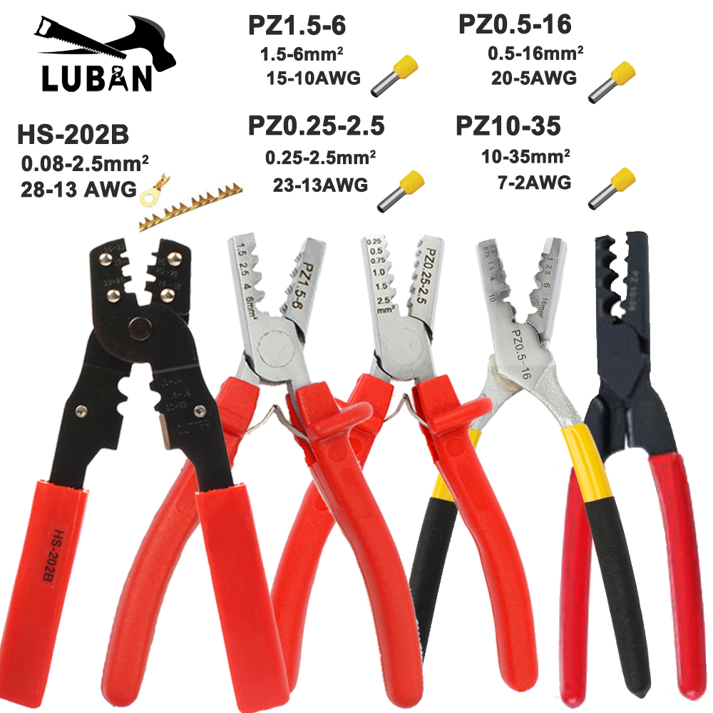 Power Tools Germany - PZ0.25-2.5 PZ1.5-6 PZ0.5-16 PZ10-35 1.5端子用の多くのスタイルの圧着工具HS-202B-6mm2