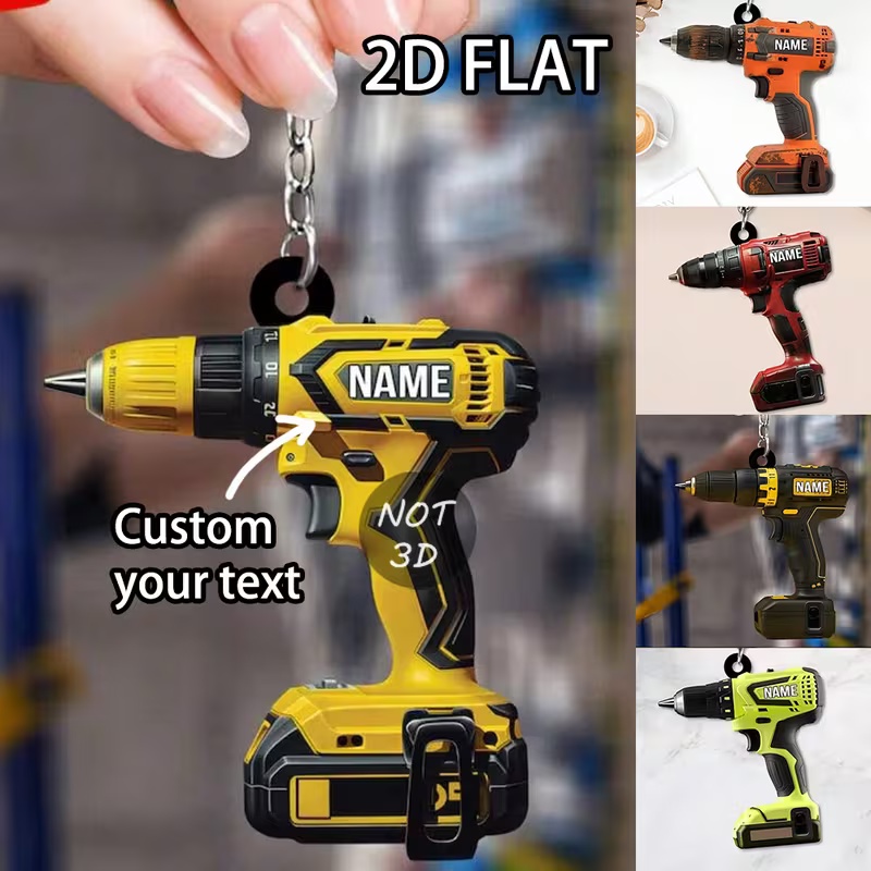 名前入りパワードリルキーホルダー。2Dフラットアクリル製。電 - Power Tools With Names のレビューと価格