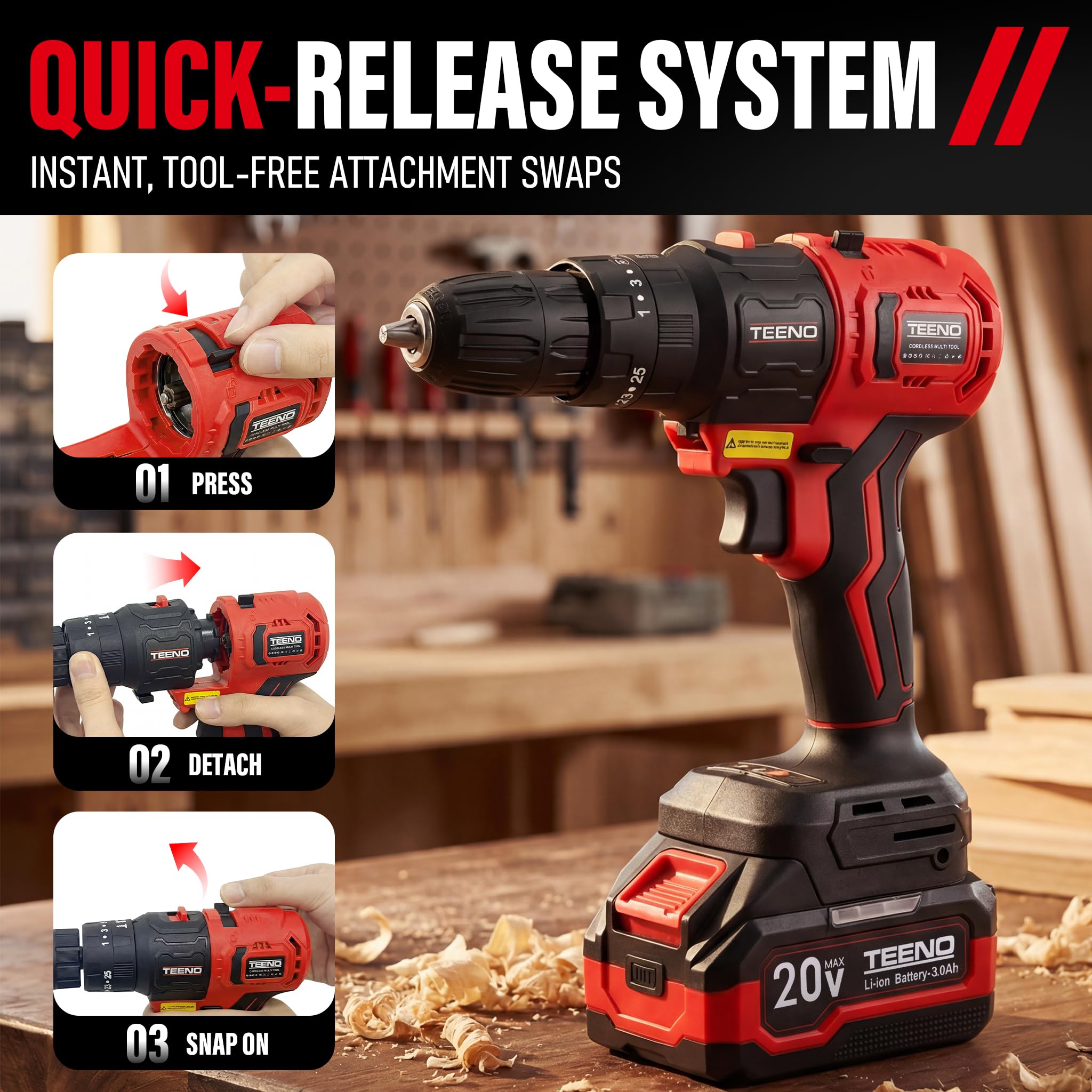 TEENO ブラシレス電動工具コンボキット、6-in-1 コ - Combo Power Tools のレビューと価格